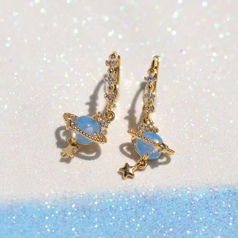 Women's Blue Jupiter Planet Earrings
