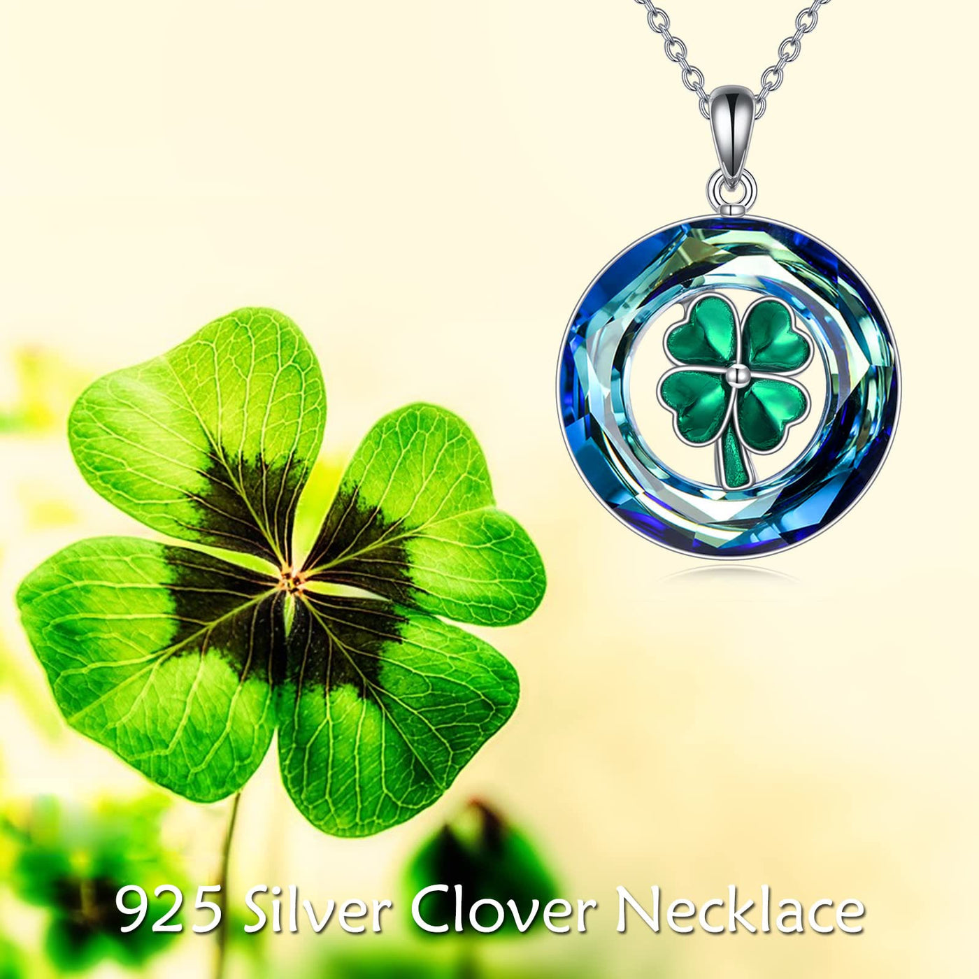 "Good Luck" Crystal Four Leaves Clover Necklace