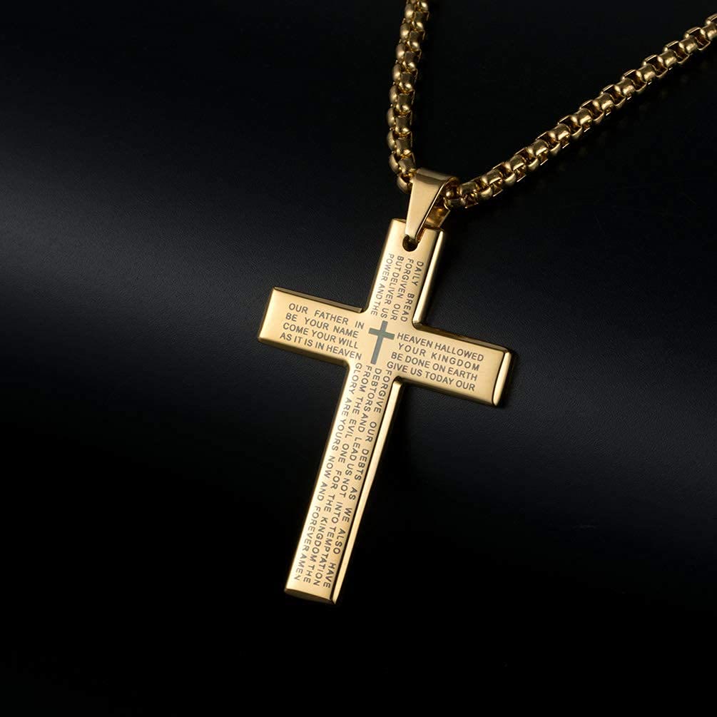 FREE Today: Men's Cross Necklace with Lord's Prayer