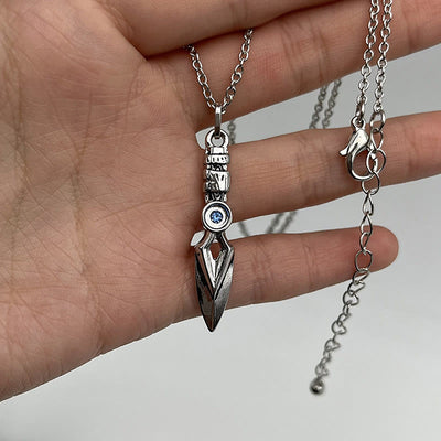 Game Cosplay Knife with Gemstone Necklace