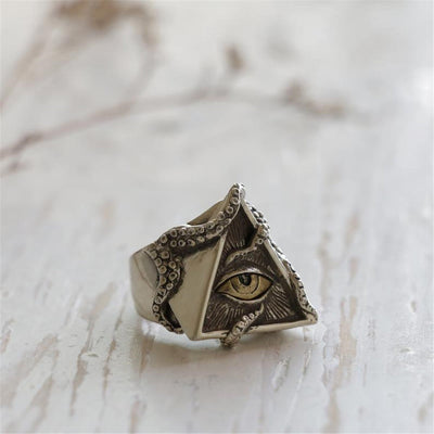 "Protection And Health" Men's Triangle Eye Of Horus Ring