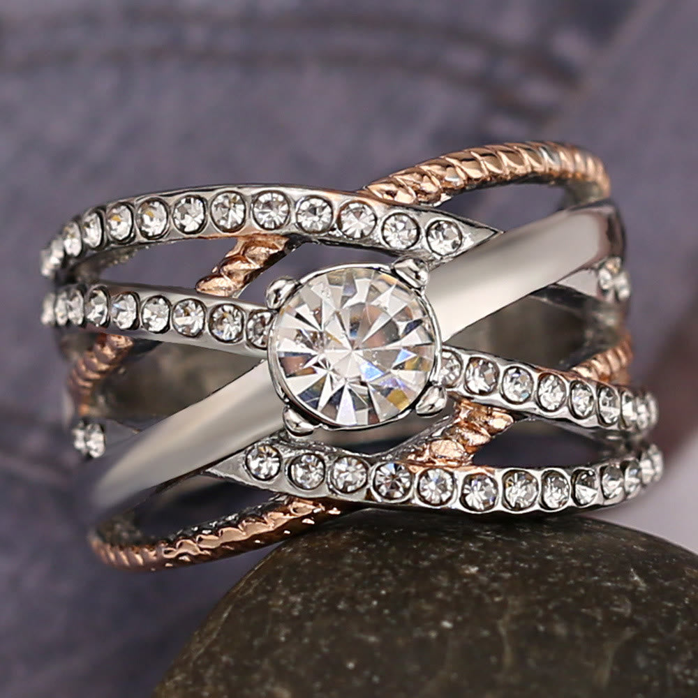 Simulated Diamond 18K Rose Gold Plated Ring