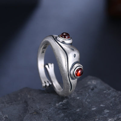 Stainless Steel Animal Silver Cute Frog Ring