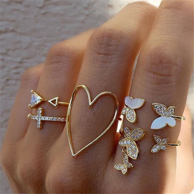 10Pcs Women's Bohemian Geometric Ring Set - #2 - image 2