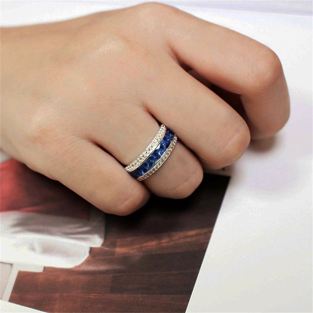 Blue Square Cubic Zircon Promise Ring