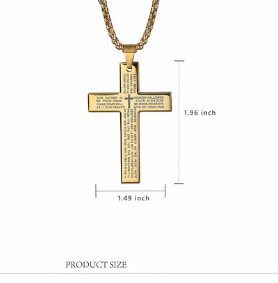 Limited Sale - Men's Cross Necklace with Lord's Prayer