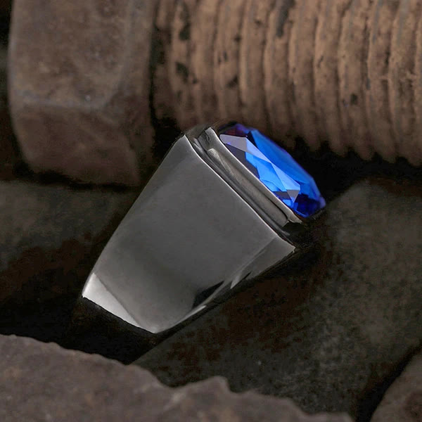 Men's Stainless Steel Gemstone Ring