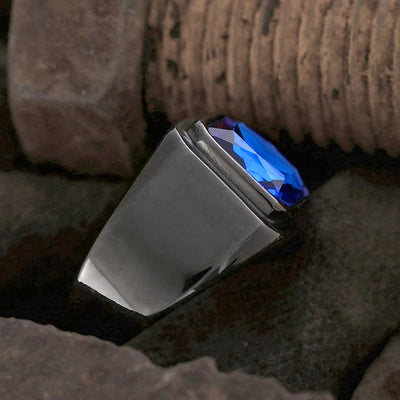 Men's Stainless Steel Gemstone Ring