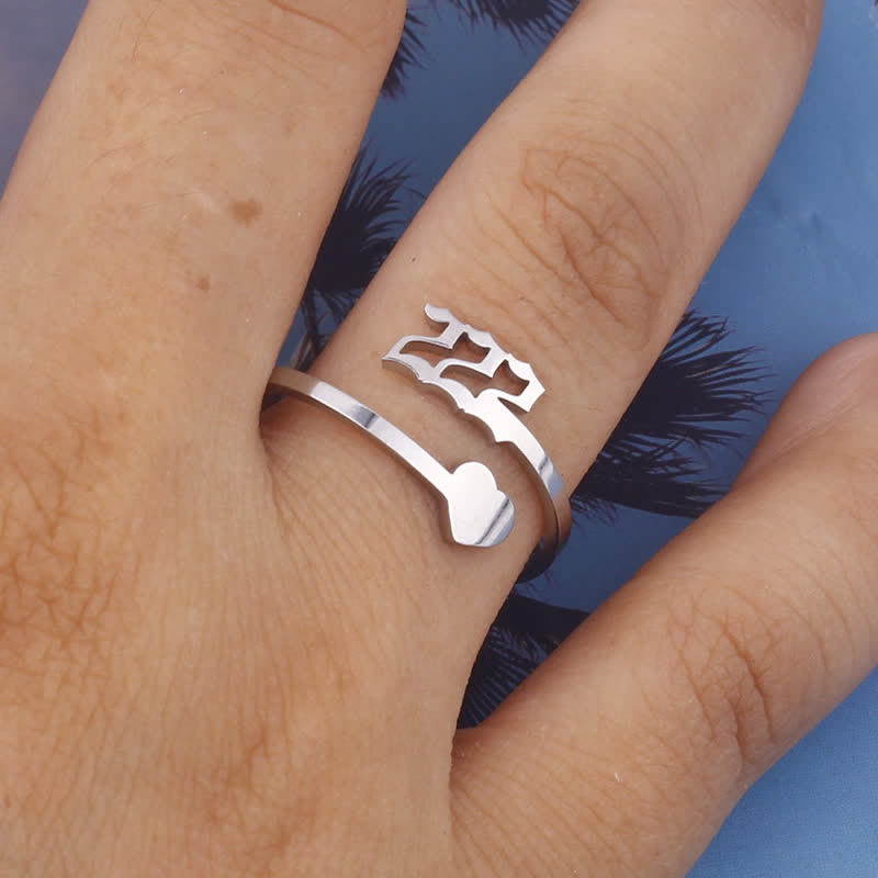 Heart Angel Number Adjustable Ring