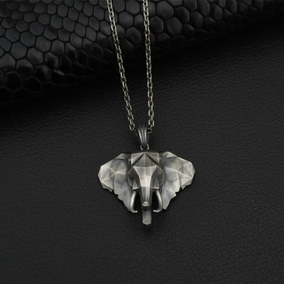 Mens Origami Elephant Necklace