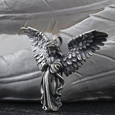 Vintage Prayer Hand Guardian Angel Wing Necklace And Ring