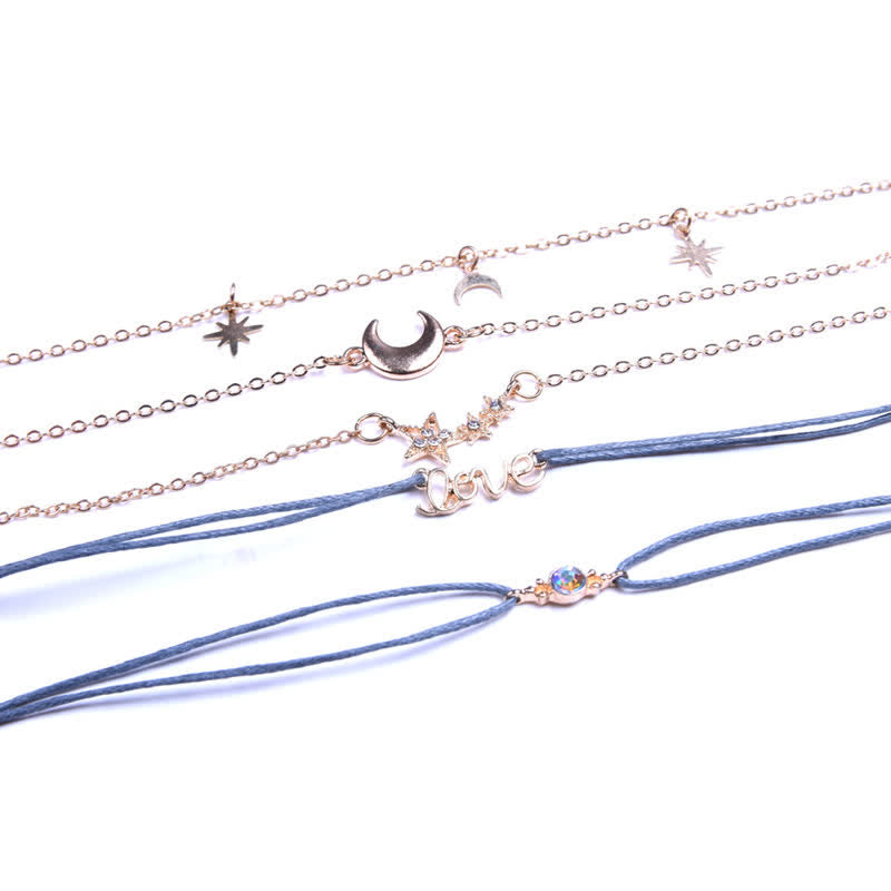 6Pcs Women's Boho Star Moon Bracelet Set