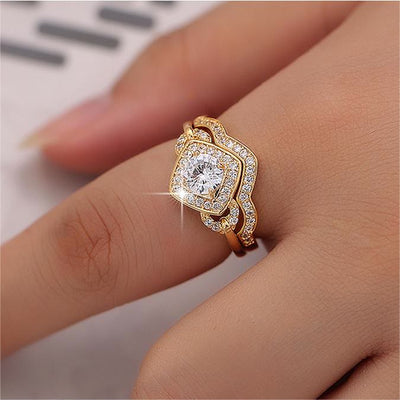Square Rhombus White Zircon Ring