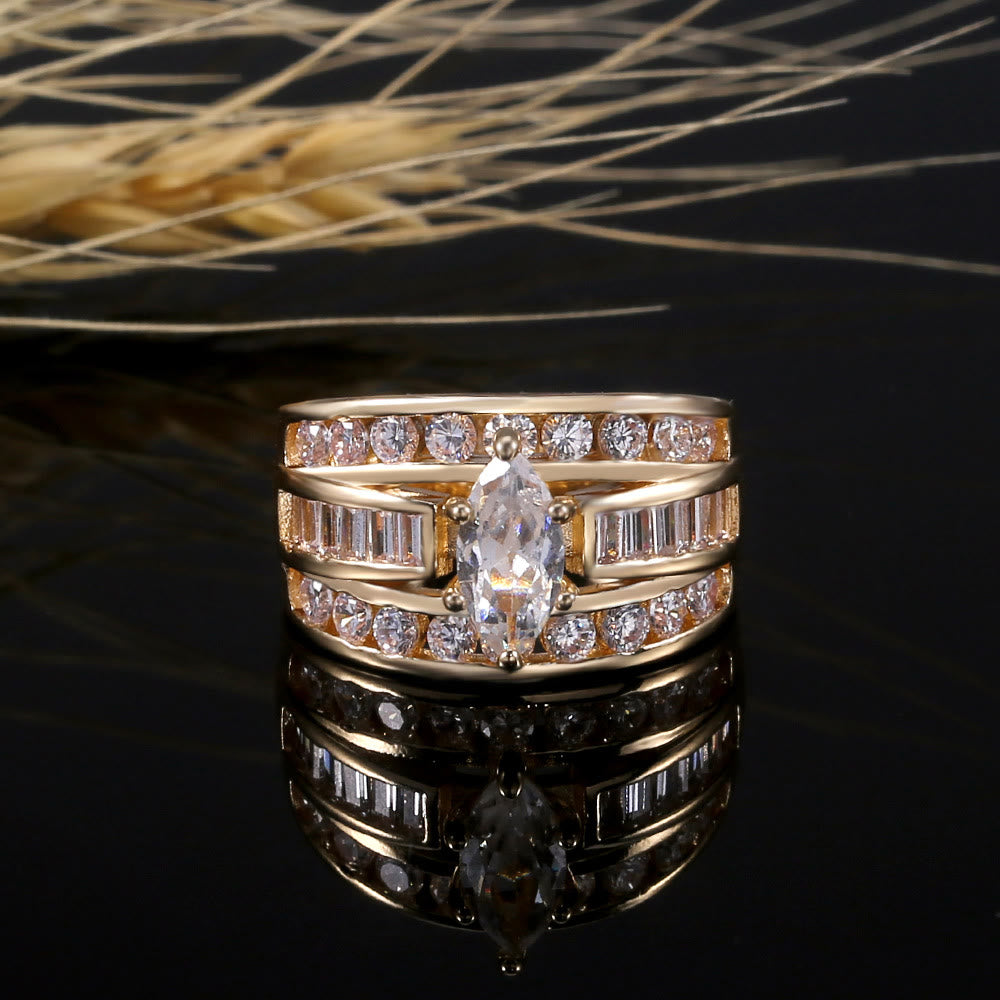 Copper Paved Zirconia Luxurious Ladies Ring