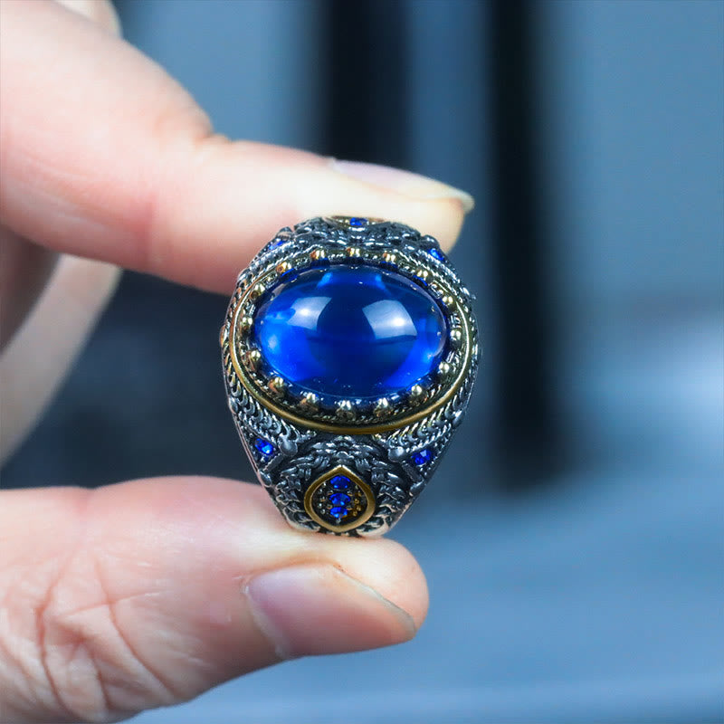 Vintage Braided Pattern Sapphire Alloy Ring