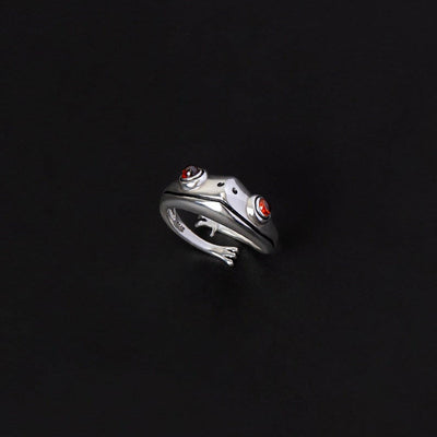 Stainless Steel Animal Silver Cute Frog Ring