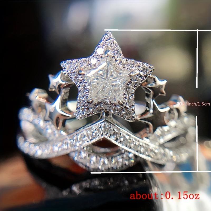 Star Shiny Crown Inlaid Zircon Ring