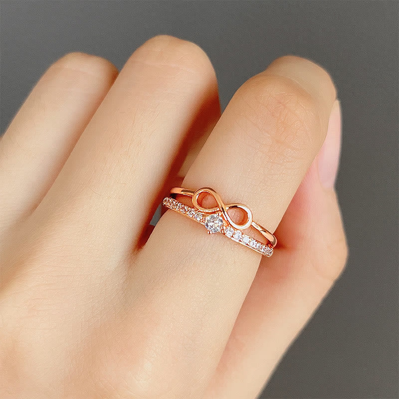 "Together In Love" Simple Inlaid Zircon Ring