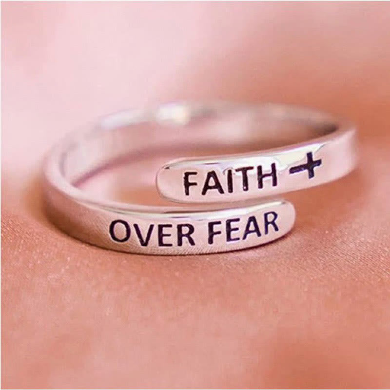 "FAITH OVER FEAR" - Open Adjustable Remind Ring