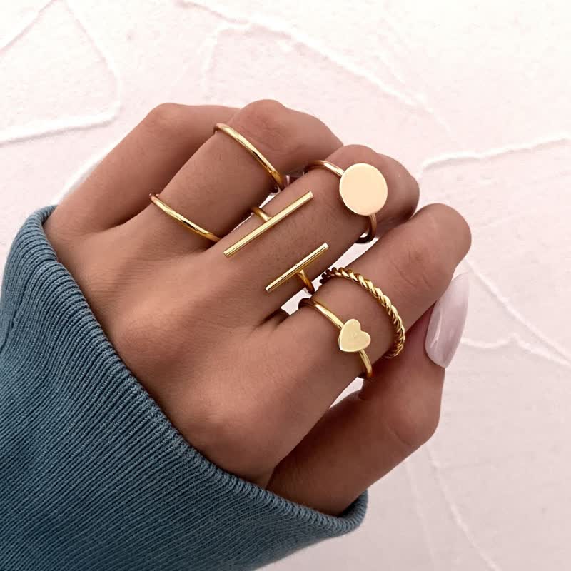 10Pcs Women's Bohemian Geometric Ring Set - #19 - image 19