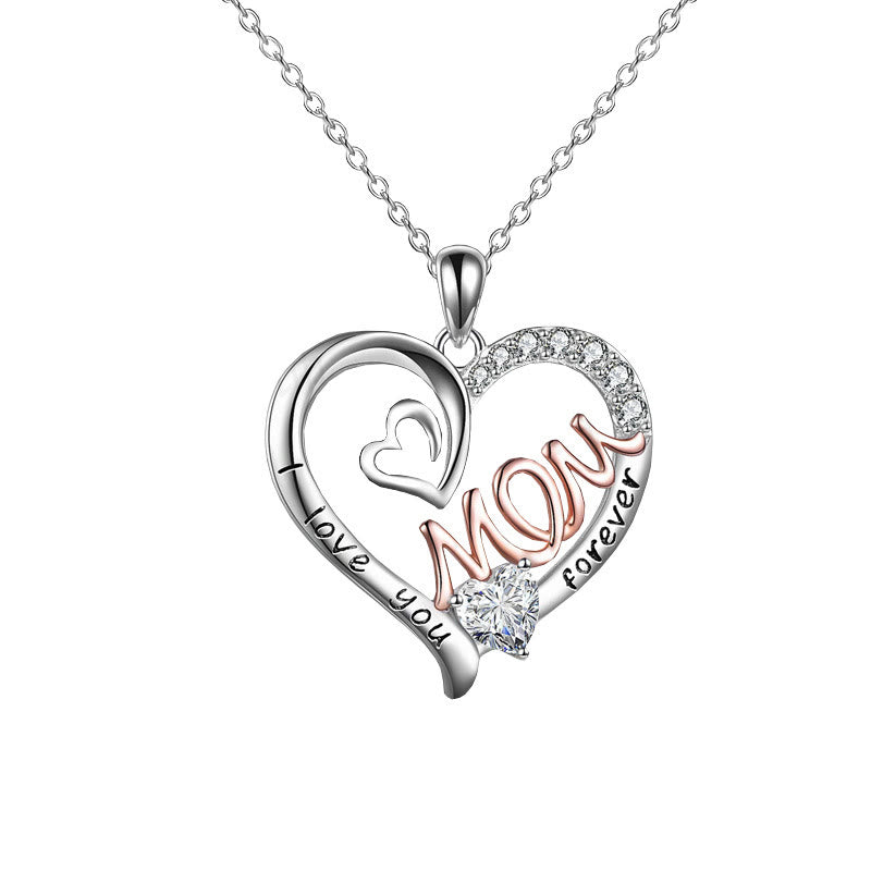 "I Love Your Forever" - Mom With Heart Necklace