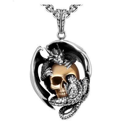 Men's Viking Dragon Skull Necklace