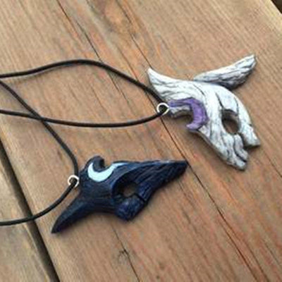 Sheep and Wolf Half Face Yin Yang Couple Necklace