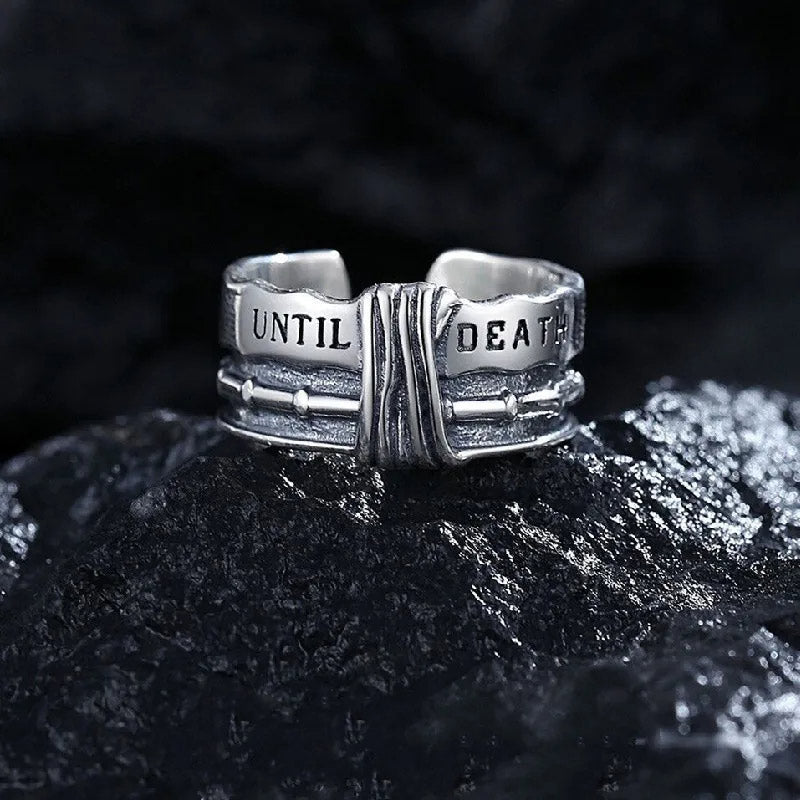 "Persistence"-S925 "UNTIL DEATH" Engraved Creative Ring