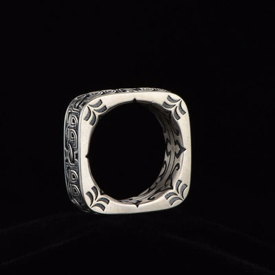 Vintage Carved Pattern Square Ring