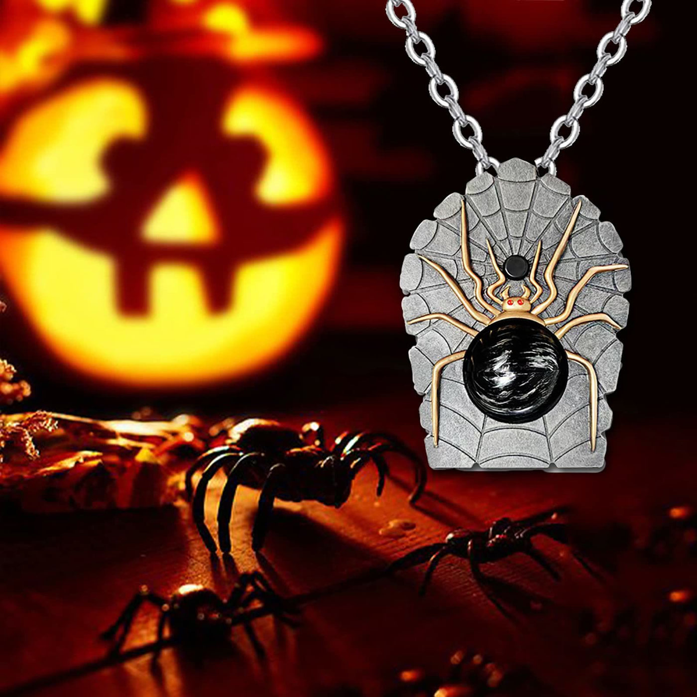 Gothic Halloween Spider Necklace