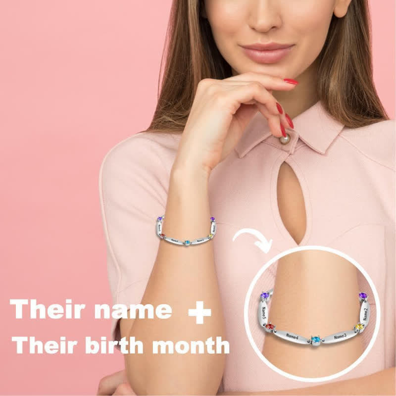 Olivenorma Family Names and Birthstones Bracelet
