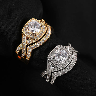 Square Rhombus White Zircon Ring