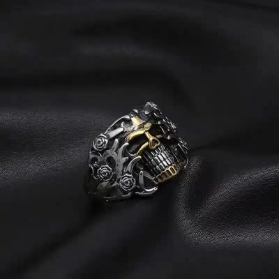 Rose Skull Titanium Steel Ring for Men