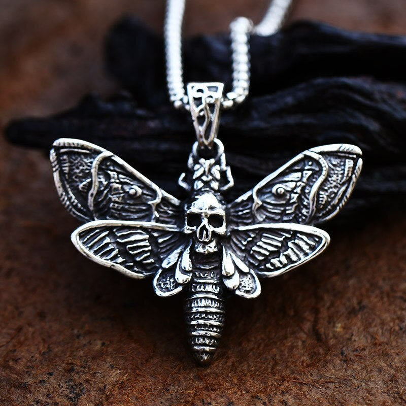 Dead Head Skull Moth Necklace