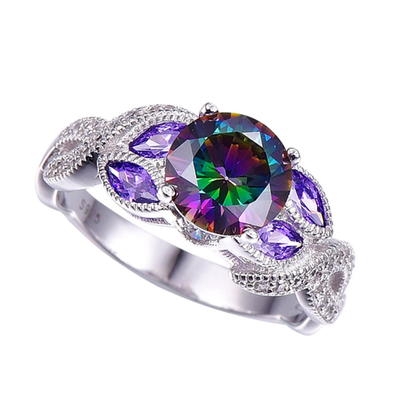 Colorful Oval Zircon Ring