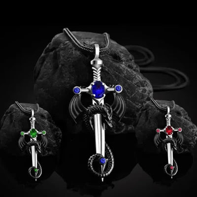 Men's Hip-hop Dragon Sword Pendant Necklace