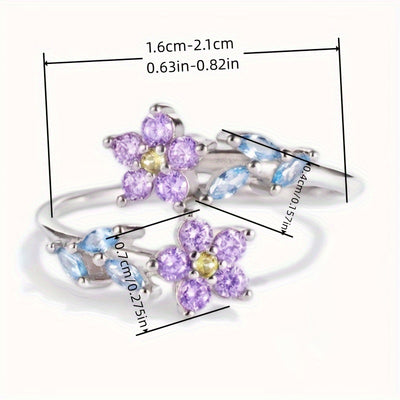 "Forget me nots" - Exquisite Sparkling Colorful Zircon Fower Ring