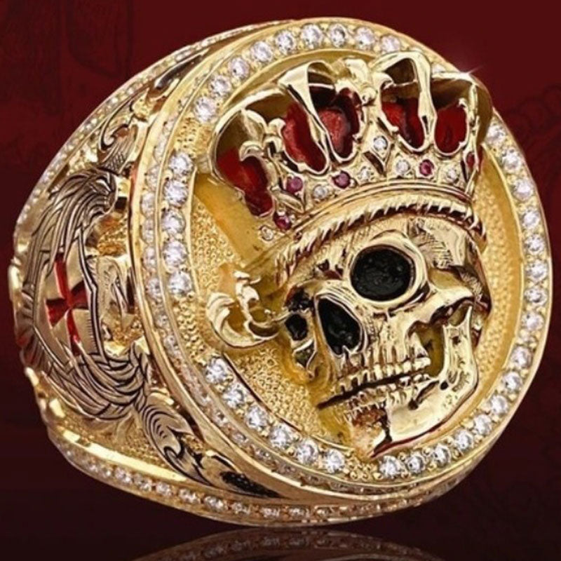 Limited Sale - Red Cross with Ruby Crown Skull Ring