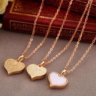 Love Heart Textured Outline Necklace