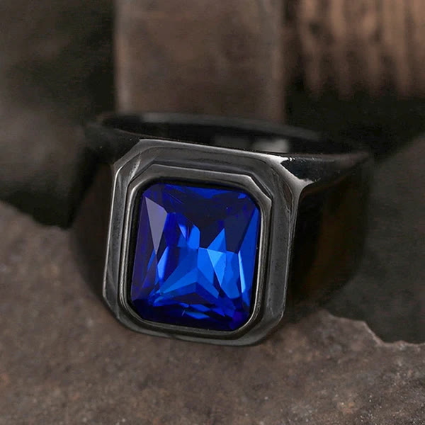 Men's Stainless Steel Gemstone Ring