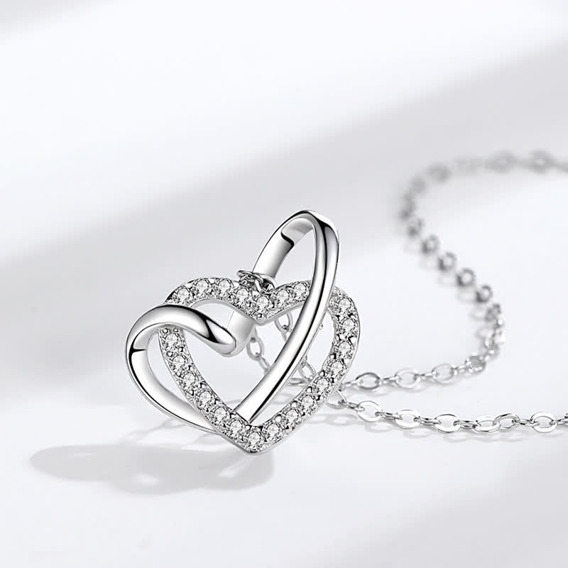Elegant Zircon Interlocking Heart Necklace