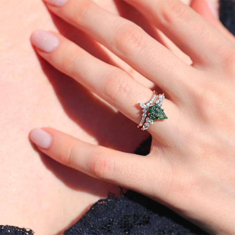 FREE Today: "Sense Of Tranquillity" 2 Pcs Natural Moss Agate Ring Set - image 3