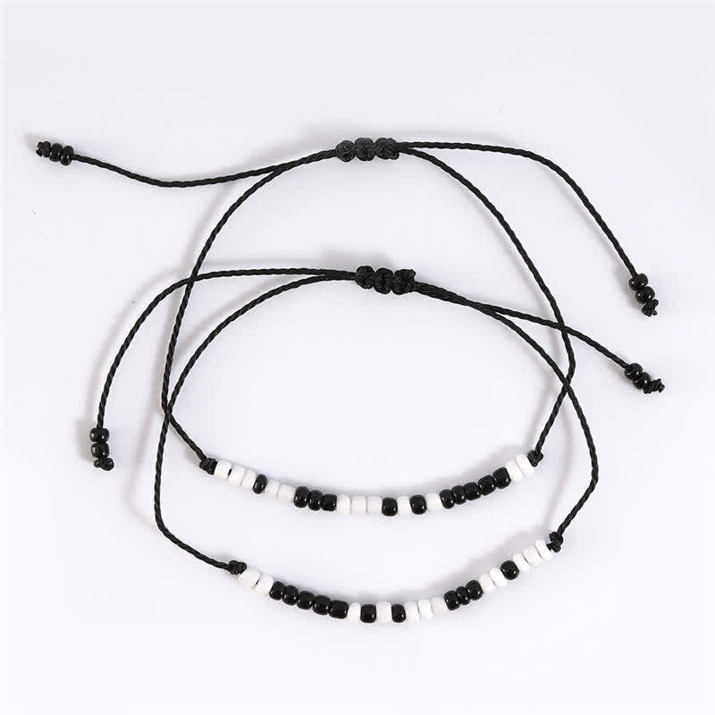 Morse Code I Love You Black White Beads Bracelet