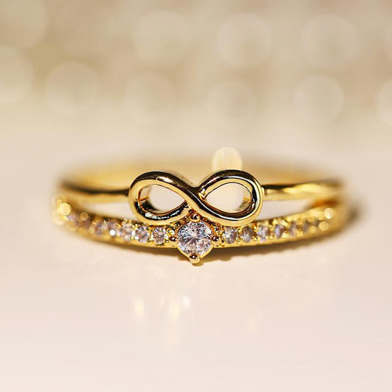 "Together In Love" Simple Inlaid Zircon Ring