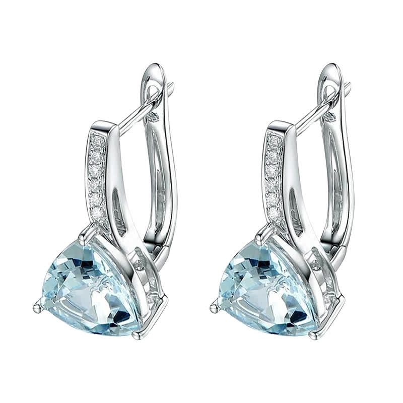 Triangle Ocean Blue Zircon Stud Earrings