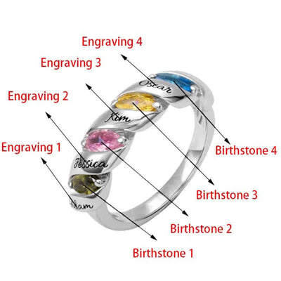 Olivenorma Memory Personalized and Engraved Birthstones Ring