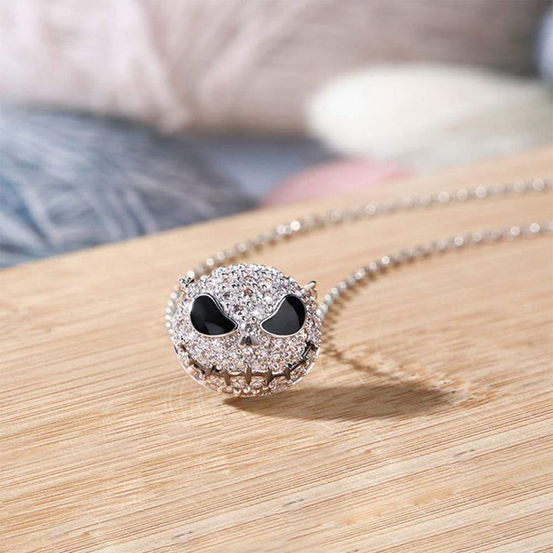 Shiny Zircon Jack Skellington Necklace