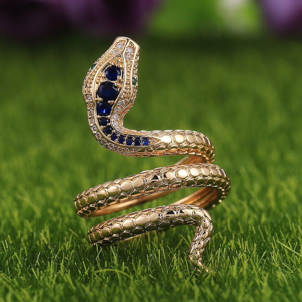 Coiled Snake Multicolor Cubic Zirconia Punk Ring