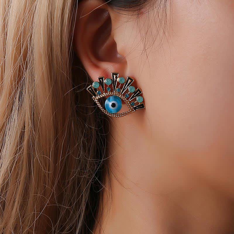Olivenorma "Eye of Doom" - Sapphire Creative Peacock Earrings