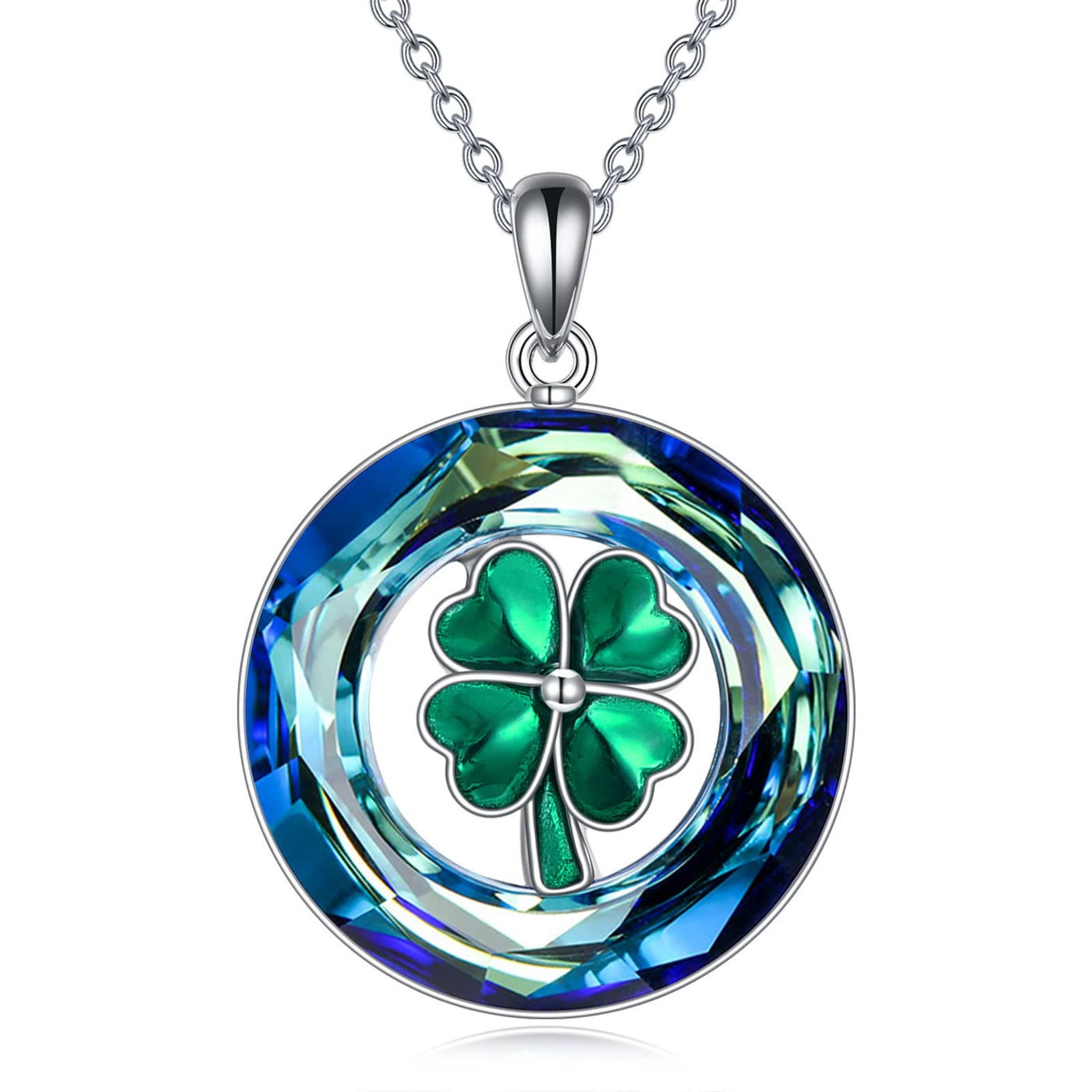 "Good Luck" Crystal Four Leaves Clover Necklace